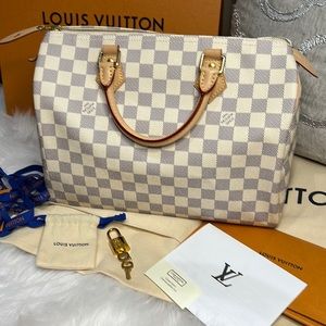 Authentic Louis Vuitton Speedy 30 Damier Azur